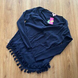 Lilly Pulitzer Long Sleeve Button Tassel Blouse Navy Blue NWT Women’s Size XS